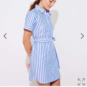 Loft Striped Tie Waist Shirtdress, XS